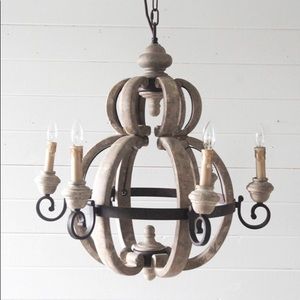 Gorgeous Wood & Metal Chandelier!